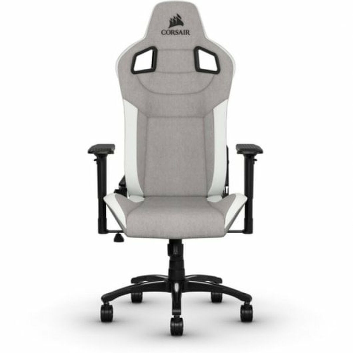 Corsair Silla Gaming T3 Rush (2023) Gris/Blanca, Acolchado Ergonomico, Reposabrazos 4D, Cojín Cervical - CF-9010058-WW