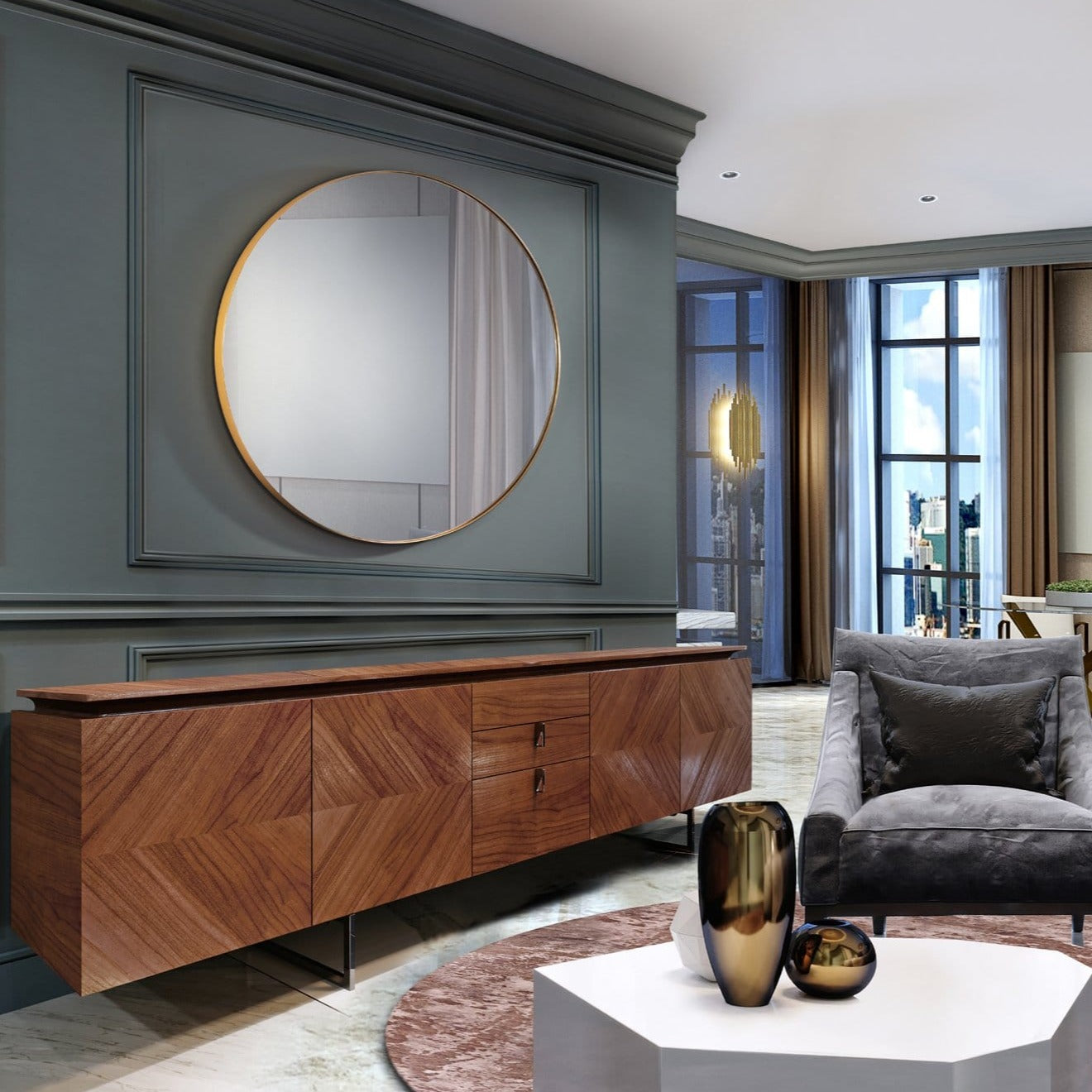 Schuller Orio Espejo redondo oro Ø120 127509