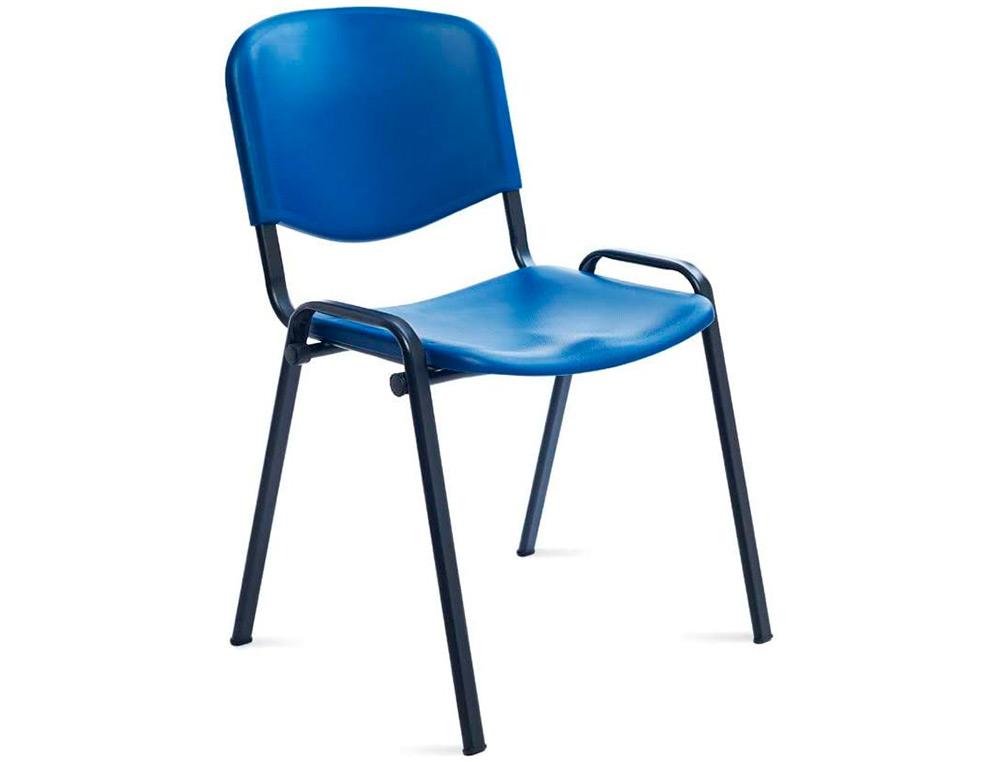 Rocada Silla Confidente Apilable Polimérica Azul Estructura Metálica - Respaldo y Asiento Polímero, Uso 5h, Soporta 100kg