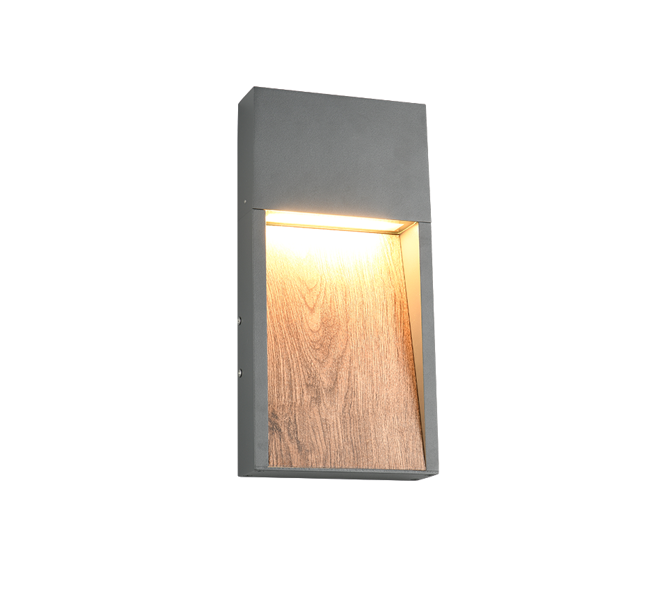 Trio SALMON Aplique de exterior IP44 negro madera 246960135