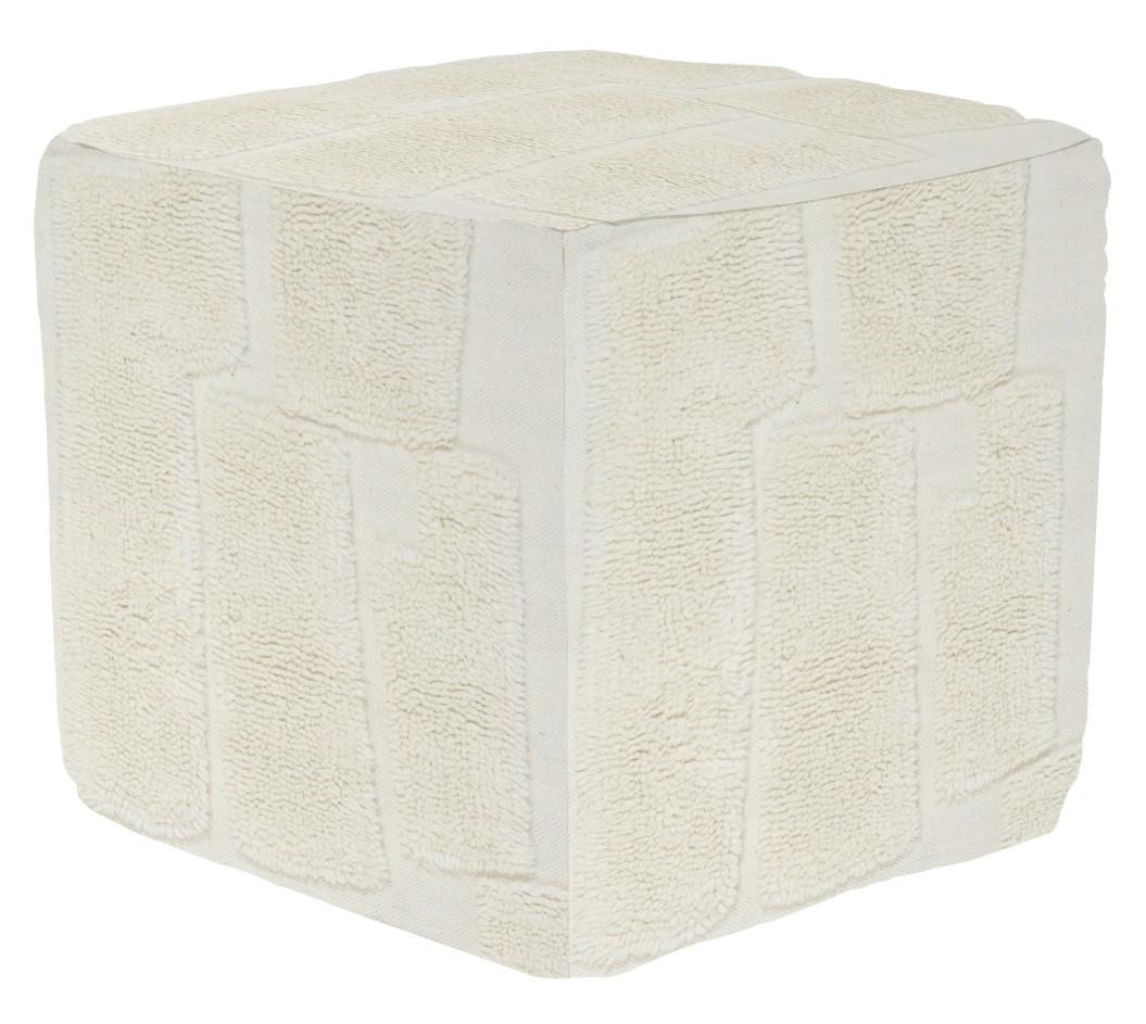 DKD Home Decor Reposapiés de Lana y Algodón Crudo con Relieve 45x45x45 cm para Item Home, Colección Carpet Bauhaus