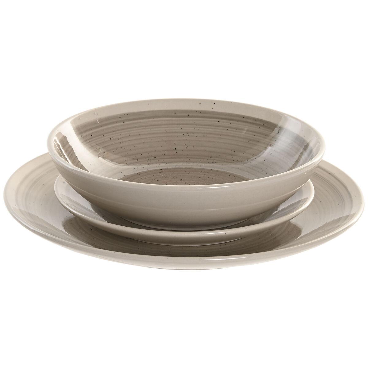 Vajilla Home ESPRIT Beige Gris Gres 18 Piezas