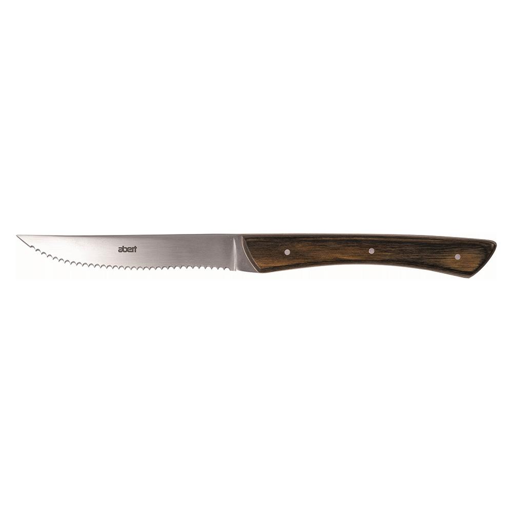 Abert Cuchillo de Carne Dentado Acero Inoxidable, 12 Unidades, Apto Lavavajillas, 23.5 cm - Colección Pizza & Steaks