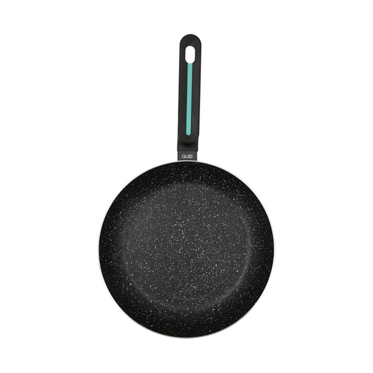 Quid Sartén de Aluminio Oasis Negro 28 cm con 2 Capas Antiadherentes, Mango Ergonómico de Baquelita, Apta para Inducción, Gas y Lavavajillas