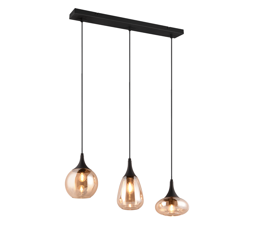 Trio Lumina Lámpara colgante metal estera negra 317000313