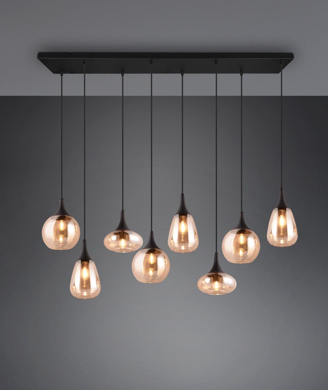 Trio Lumina Lámpara colgante 8 luces ámbar y negro 317000813