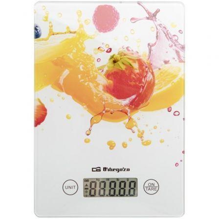 Orbegozo PC 1023 Báscula de Cocina Electrónica 5 kg, Blanca, Cristal Templado, Pantalla LCD, Función Tara, 1g Precisión
