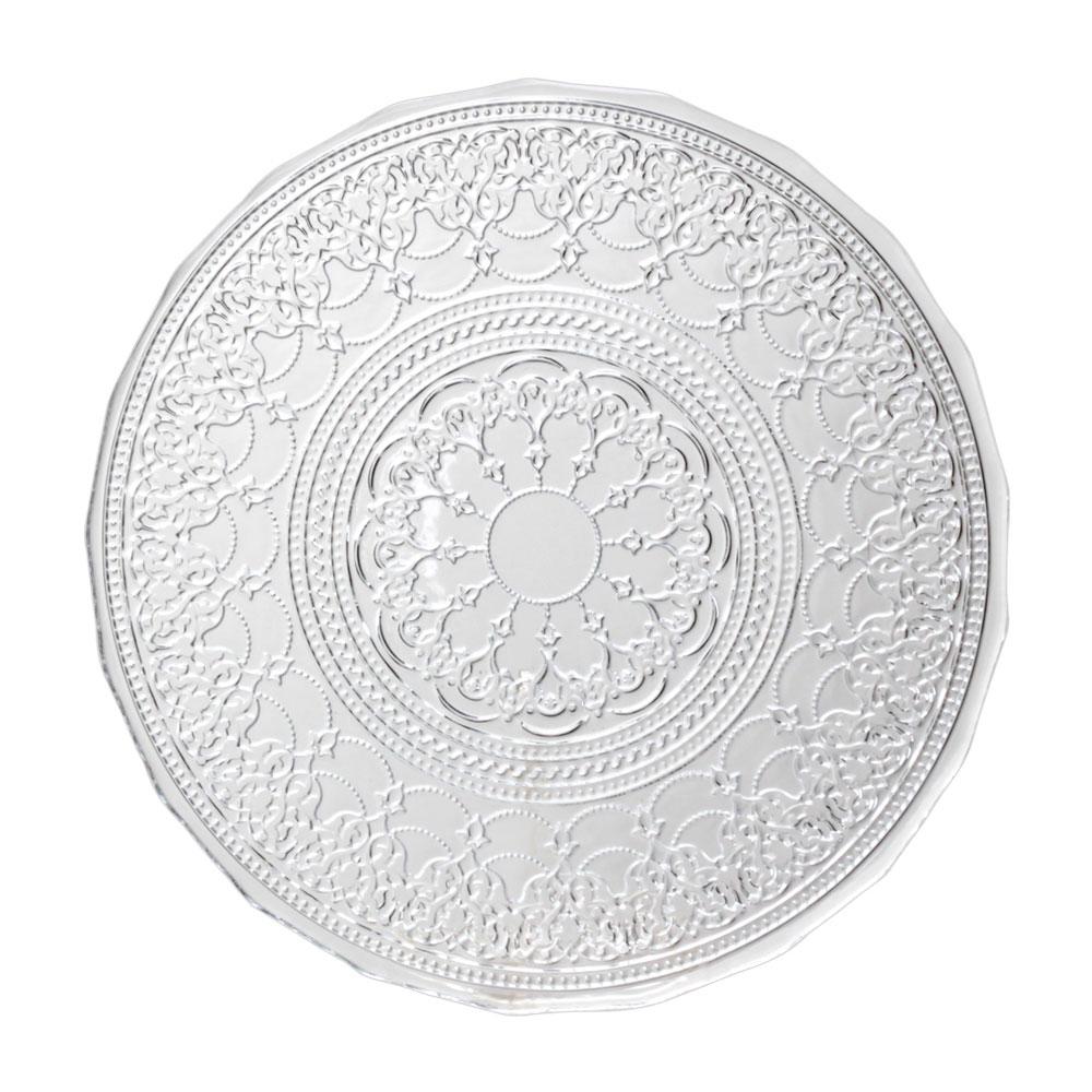 Avet Plato Llano de Cristal Doge – Set 6 Unidades, Ø 28 cm, 2 cm Altura, Diseño con Relieve Exterior