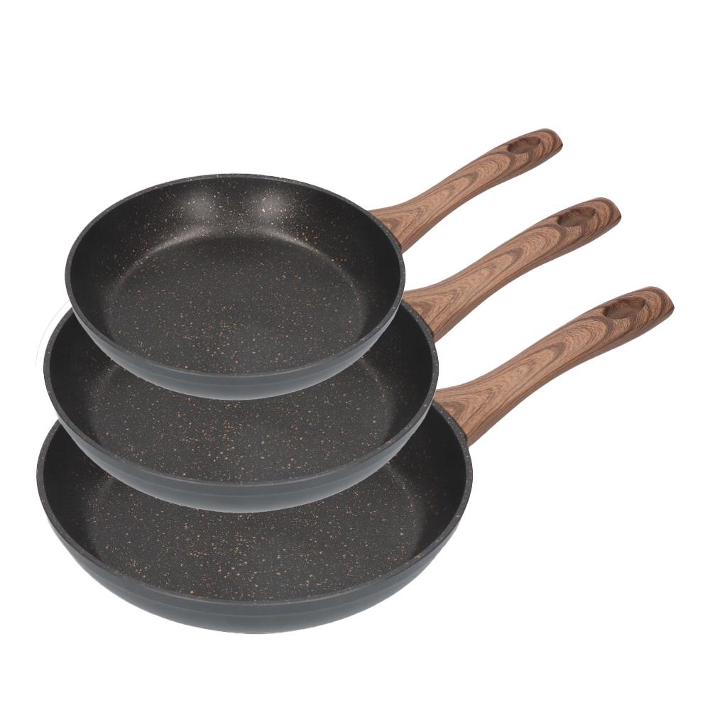 Gourmet Kitchen Set 3 sartenes antiadherentes serie Eneas Ø20/Ø24/Ø28 cm, aptas inducción, vitrocerámica, gas y eléctrica