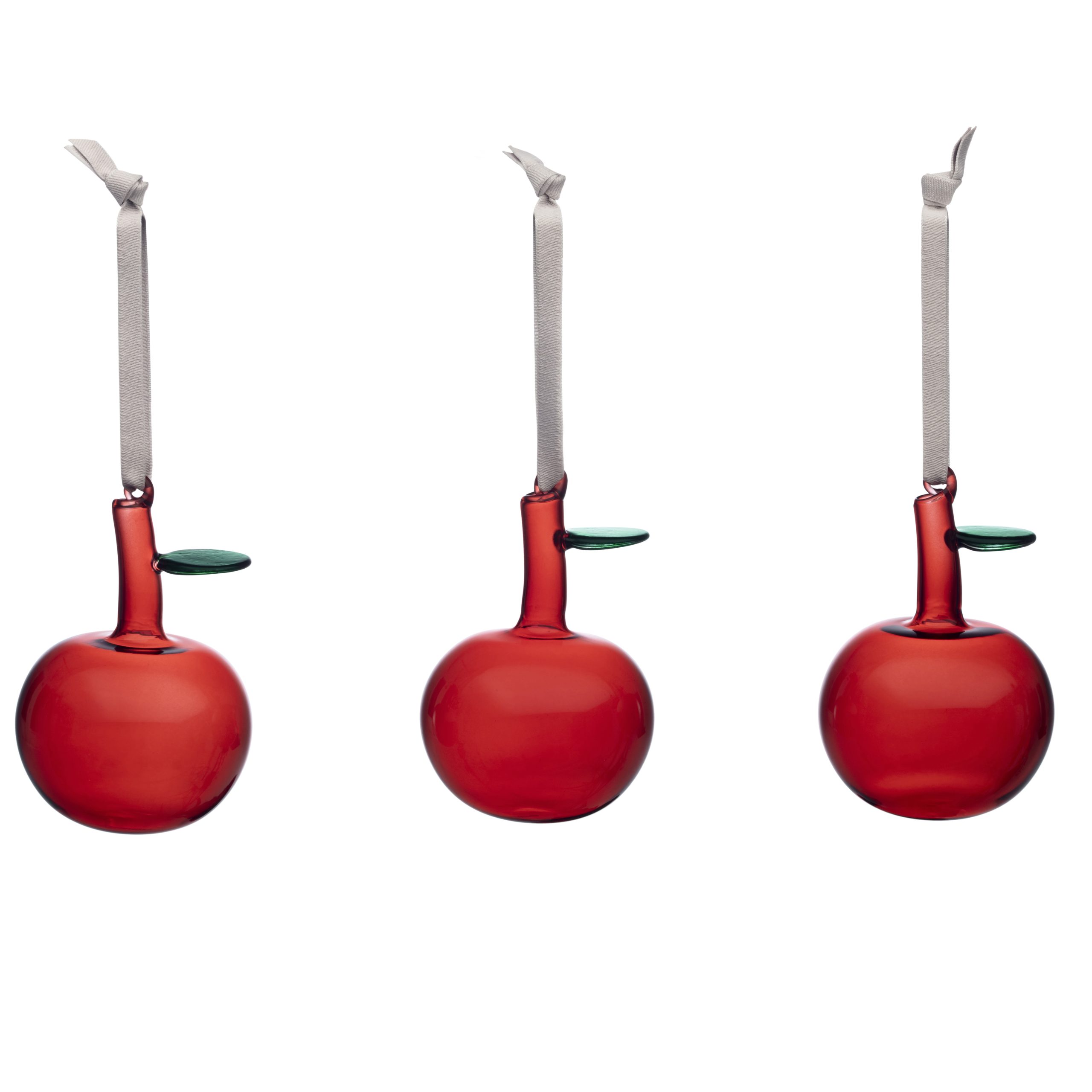 3 Colgantes Iittala manzanas de vidrio rojo