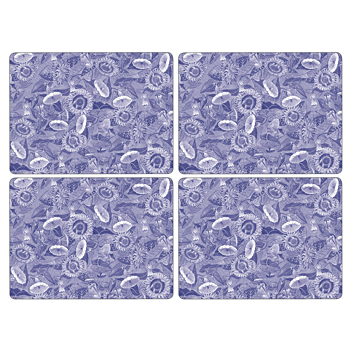 4 Manteles individuales Blue Room Sunflower 30x40 cm azul-blanco
