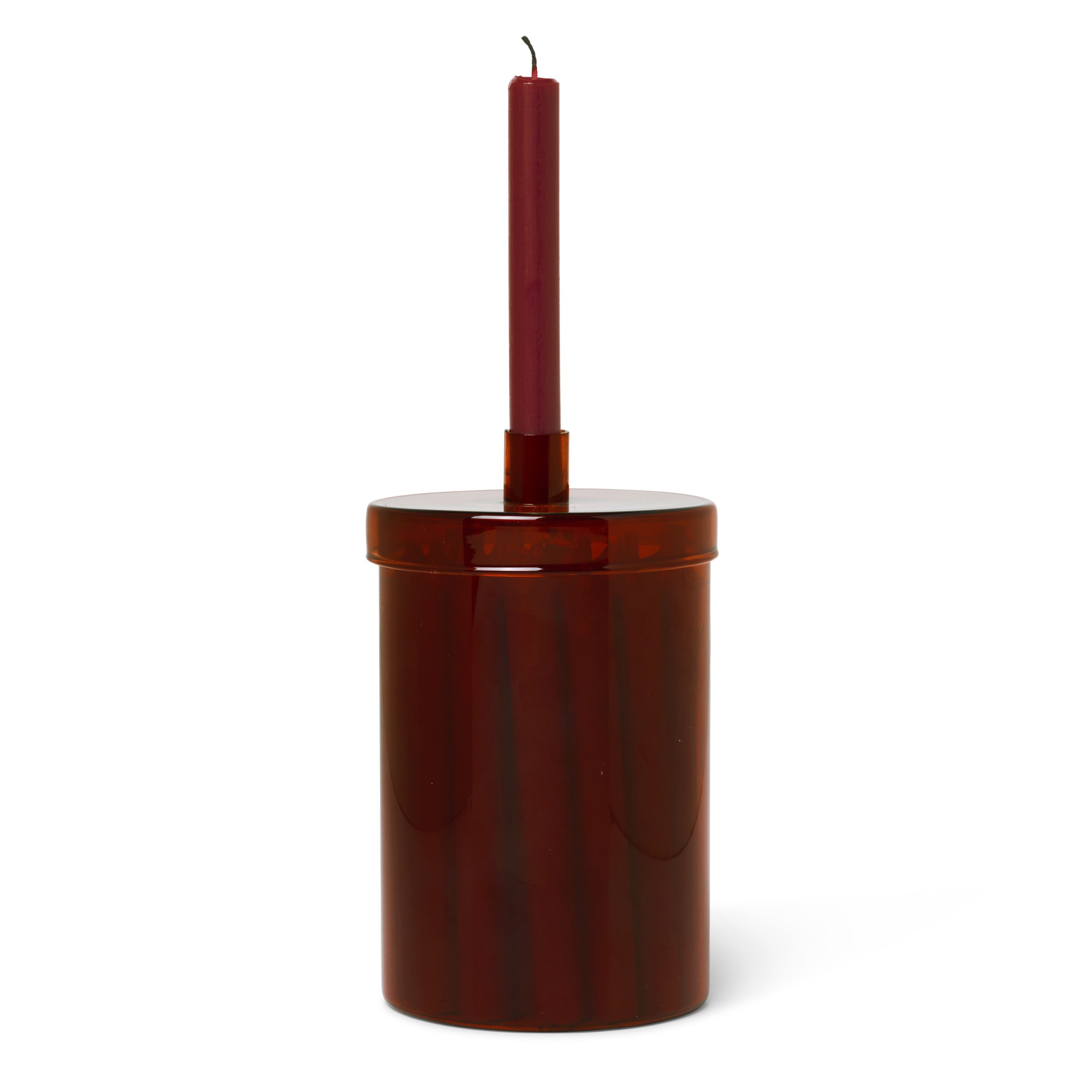 Bote de cristal con 24 velas Countdown to Christmas rojo oscuro