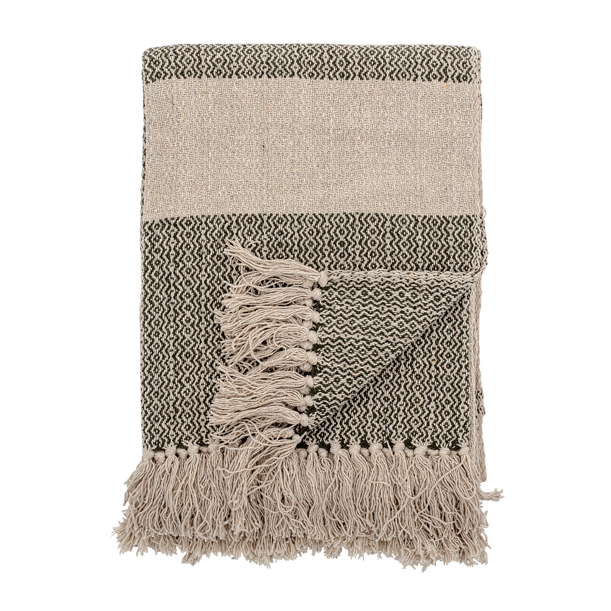 Manta a rayas Bloomingville 130x160 cm verde