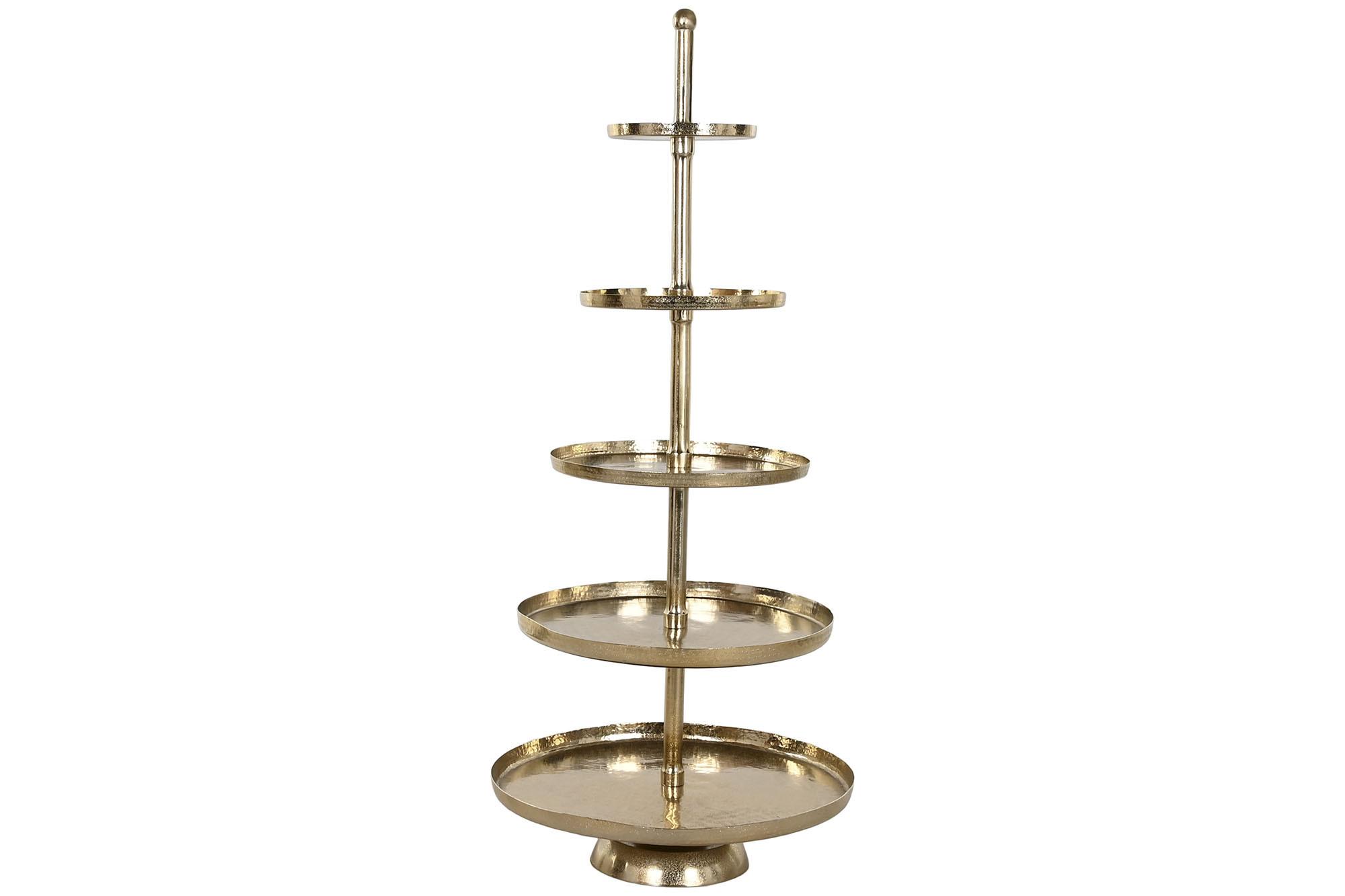 DKD Home Decor Frutero Moderno de Aluminio Dorado Expositor 5 Estantes 65x148x65 cm