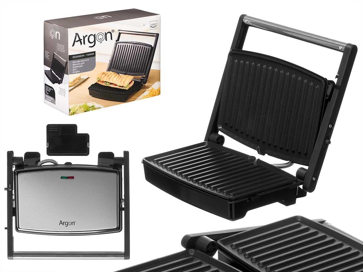 Argon Parrilla Doble Presión de Acero Negra 1500W, 35.4x10x28 cm, para Uso Doméstico (4 Unidades)