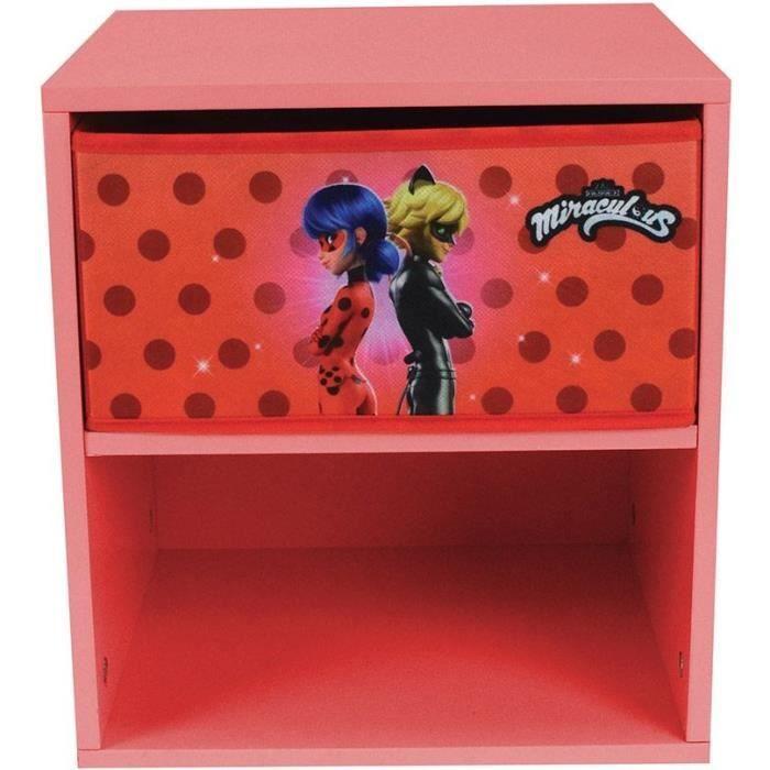 Fun House AUC3700057134846 Mesita de Noche Miraculous Ladybug con Cajón H.36 x L.33 x D.30 cm
