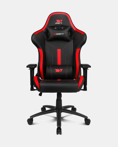 Drift DR350 Silla Gaming Ergonómica con Reposabrazos 4D, Pistón Clase 4 150kg, Respaldo Reclinable 90-135°, Cojines Lumbar/Cervical, Negro/Rojo