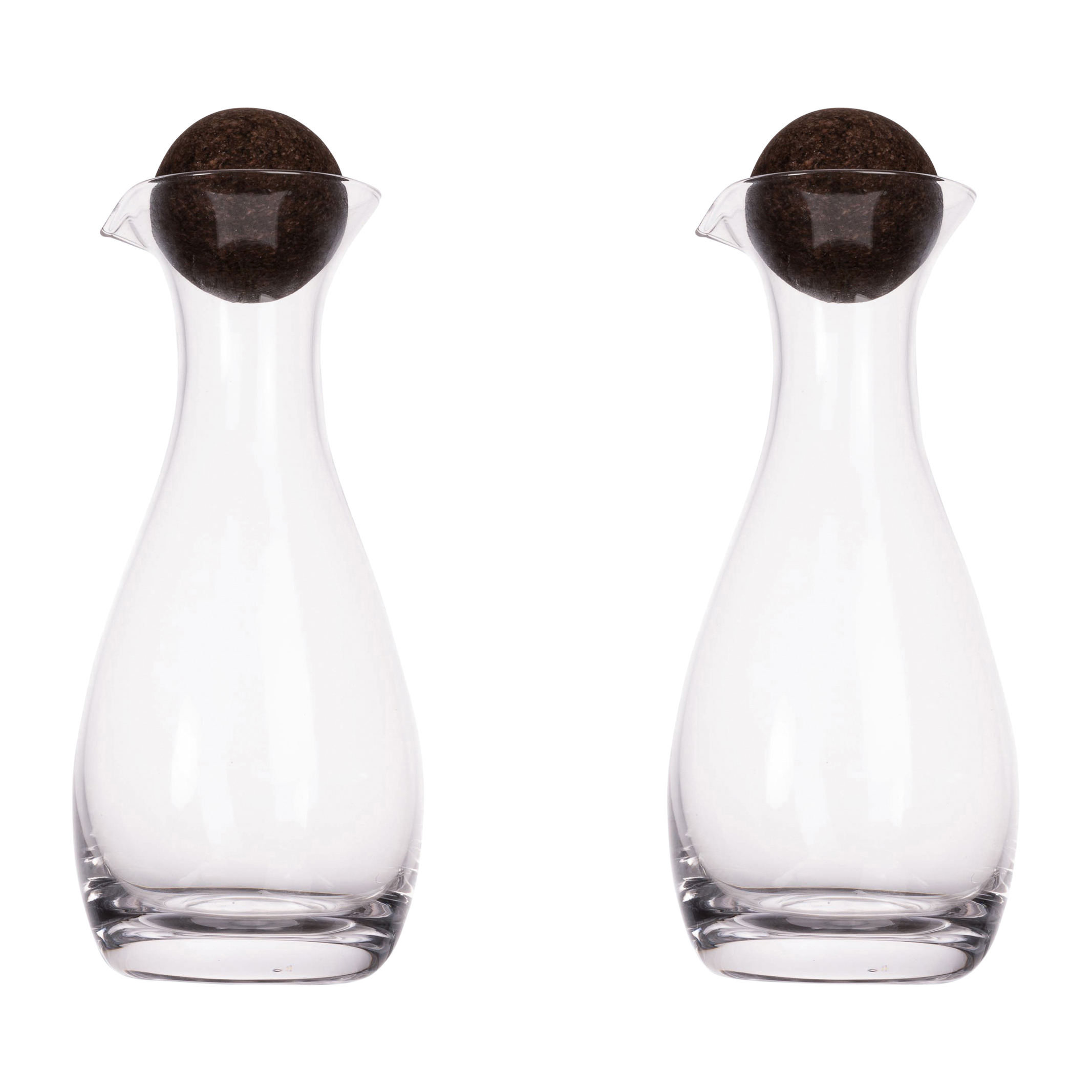 2 Botellas de aceite/vinagre con bola de corcho Nature 35cl transparente-marrón oscuro