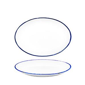 SUMMA Alacena Azul Fuente Oval 22x16 cm - Porcelana Marfil y Azul (6 Unidades)