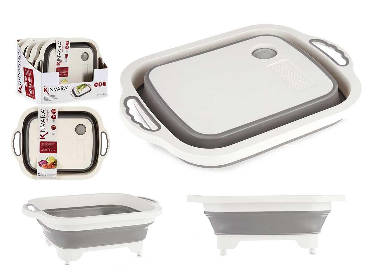 Kinvara Tabla de Cortar Plegable con Colador 29.8x5x40 cm (12 Unidades)