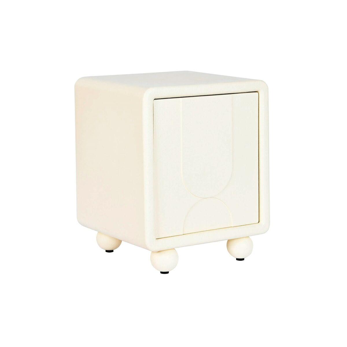 DKD Home Decor Mesita de Noche Moderna Blanca de MDF 40 x 55 x 45 cm con 1 Puerta y 1 Estantería Desmontable