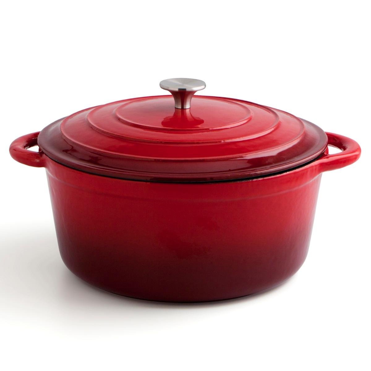 Bidasoa Cocotte Hierro Fundido Esmaltado Fierro Rojo 28 cm, 6 L. Muy Robusta, Apta Inducción, Horno y Cocción Lenta de Alimentos.