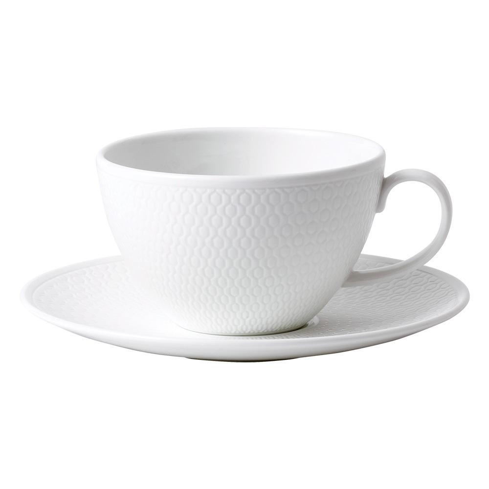 Wedgwood Taza de Té con Plato Gio Bone China 260 ml, Juego de 2 Unidades