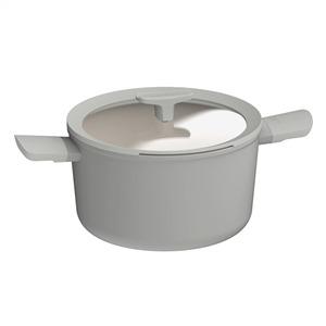 Berghoff 3950430 Olla de 2 asas 24cm 5,5L Balance de Aluminio 100% Reciclado con Tapa de Cristal, Apta para Inducción