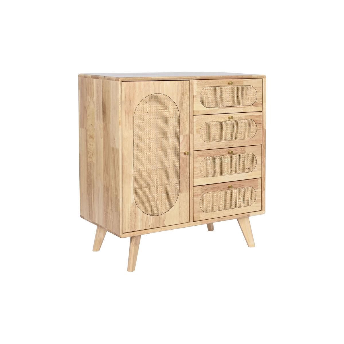 Aparador DKD Home Decor Natural Metal Ratán Madera de caucho 73,5 x 35 x 78 cm