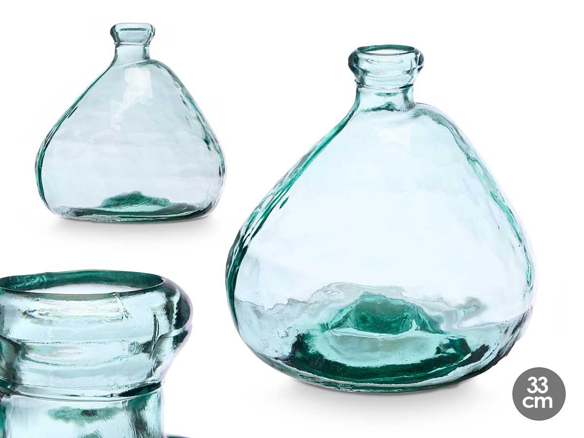 Giftdecor Jarrón de Vidrio Reciclado Irregular, 33 cm de Alto, Transparente