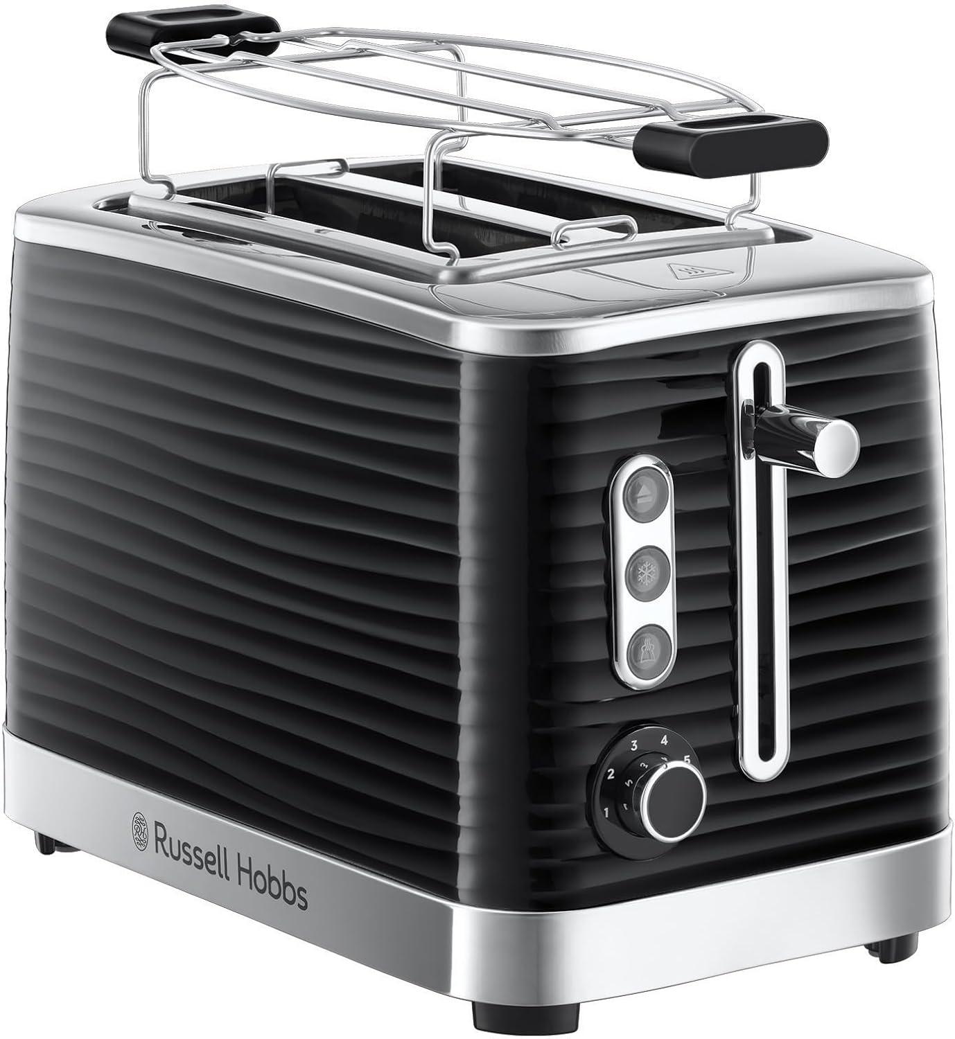 Russel Hobbs 24371-56 RH Tostador Inspire Negro - 2 Rebanadas, Nivel de Tueste Regulable, Funciones Adicionales