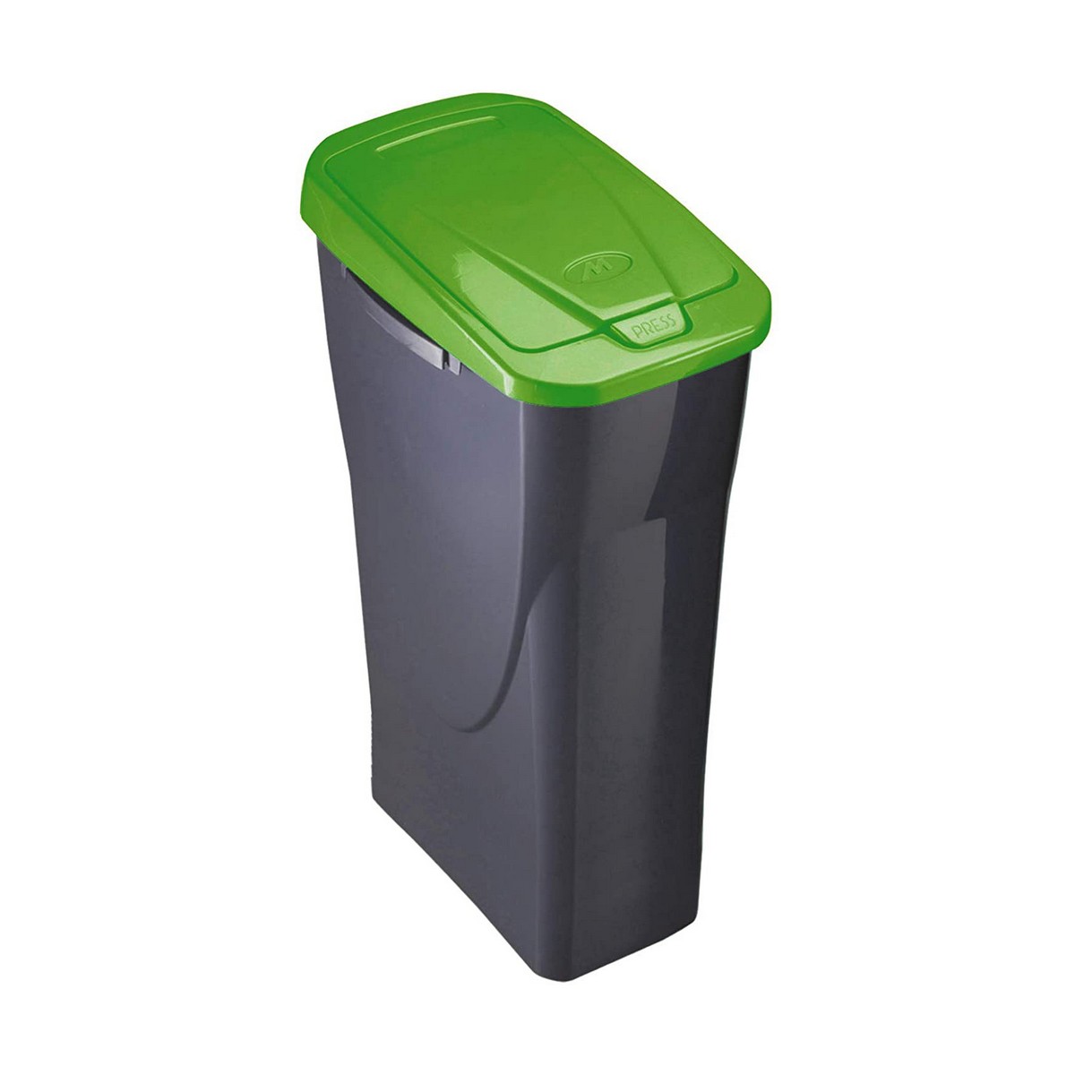 Mondex Cubo de Basura Ecobin con Tapa 15L, Color Negro/Verde, Medidas 21,5x31x42 cm, Polipropileno