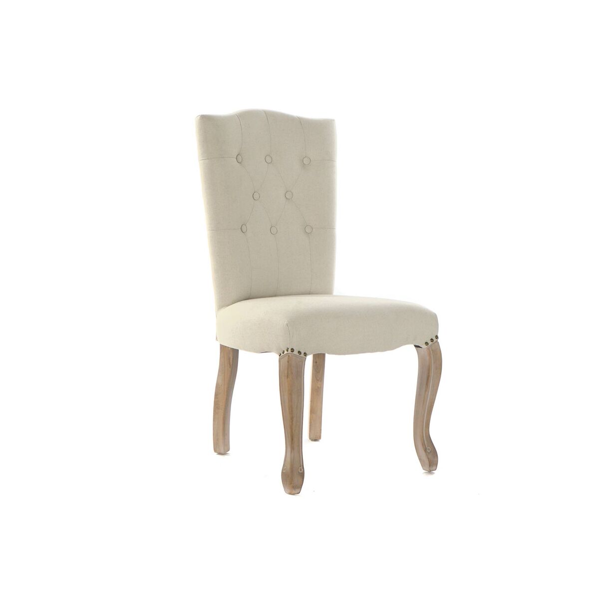 DKD Home Decor Silla Tradicional Beige Natural de Lino y Rubberwood, 47.5 x 101 x 51 cm, Altura Asiento 47 cm (2 Unidades)
