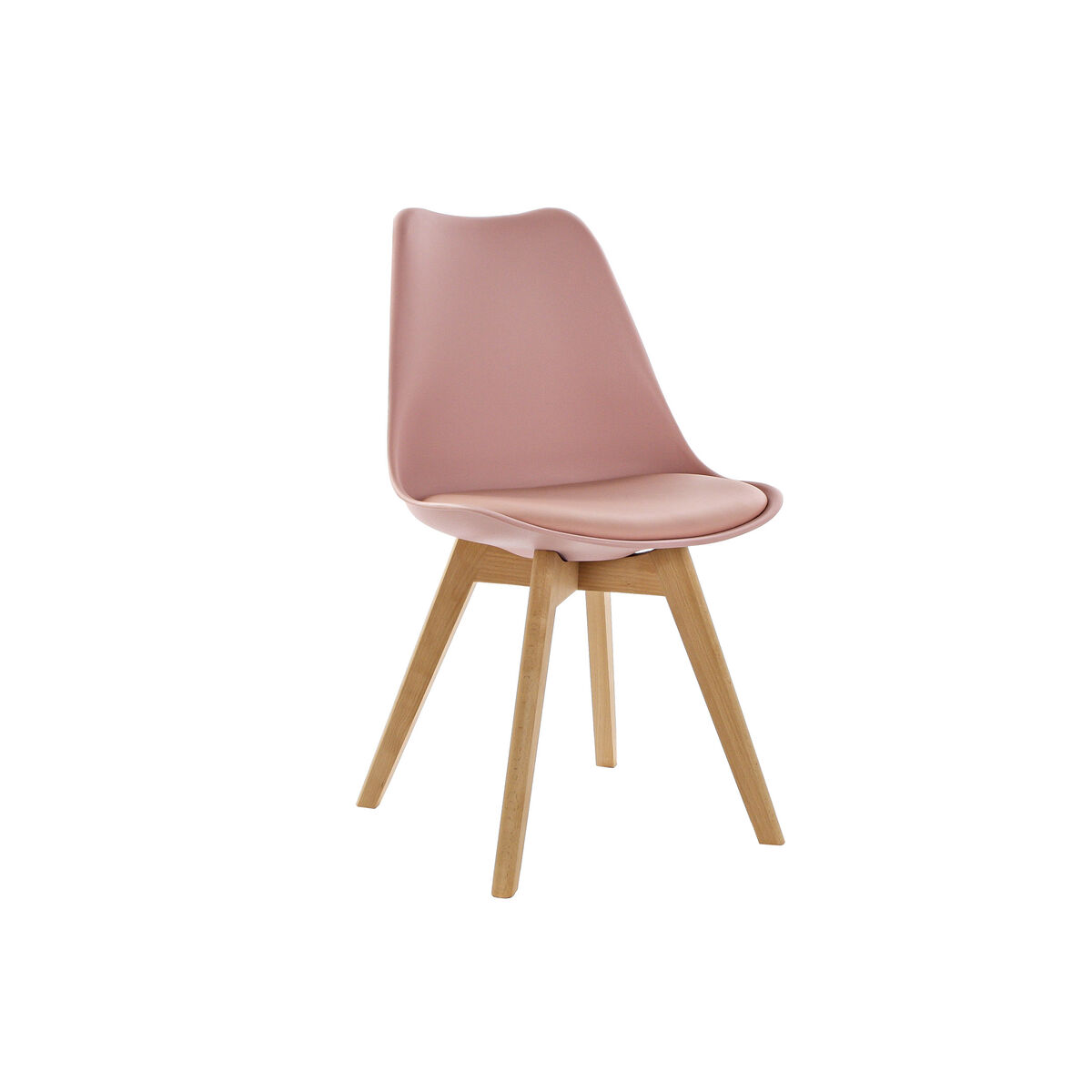 DKD Home Decor Silla Scandi Rosa Natural Madera de Haya Juego de 4 Unidades, Altura Asiento 44cm, 48x55x83 cm