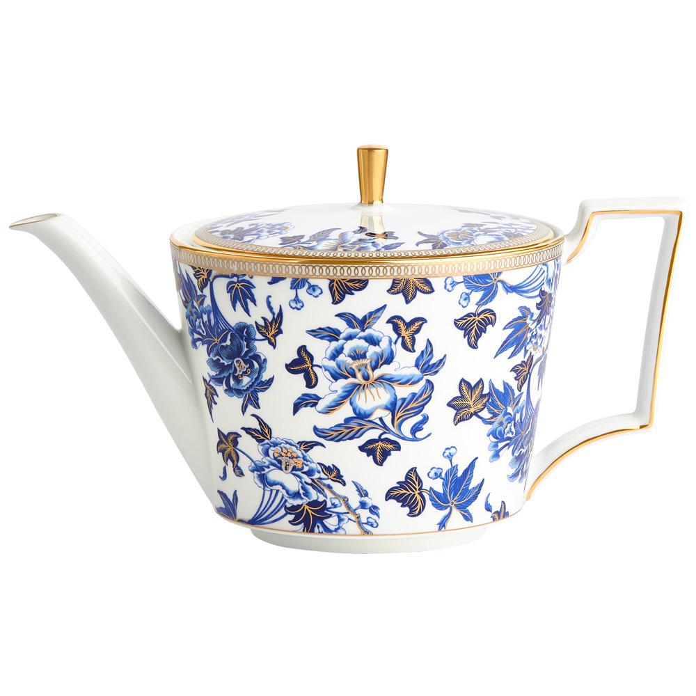 Wedgwood Tetera Hibiscus 1 L Apta para Lavavajillas con Franjas de Oro de 22 Quilates