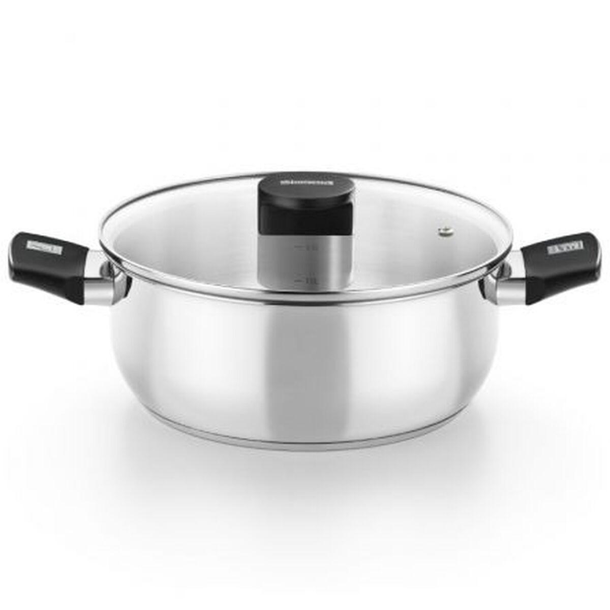Monix M240326 Cacerola Elite Acero Inoxidable 18/10 Ø26cm Apta para Todo Tipo de Cocinas Full Induction con Asas de Baquelita y Tapa de Vidrio
