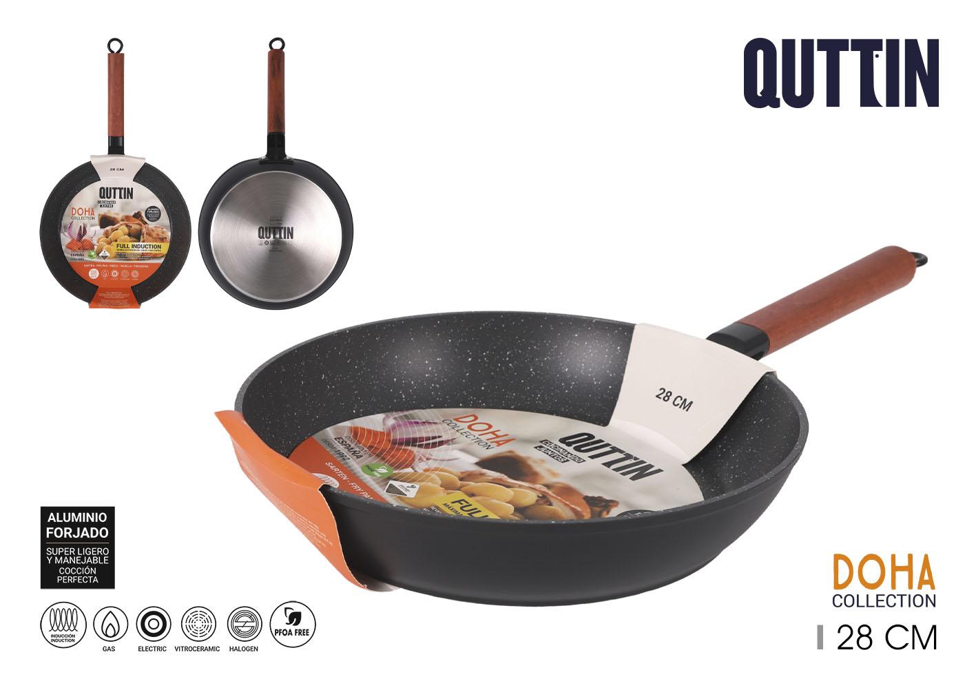 Quttin Sartén de Aluminio Forjado de 28 cm de Diámetro, 6 cm de Alto, 51 cm de Largo - Colección Doha (6 Unidades)