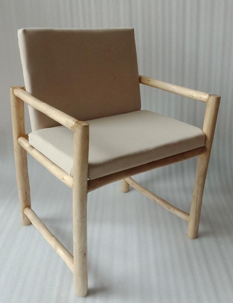 DKD Home Decor Butaca Balines Blanco Natural de Eucalipto y Algodón 50 x 90 x 61 cm Altura Asiento 47 cm Hecha a Mano