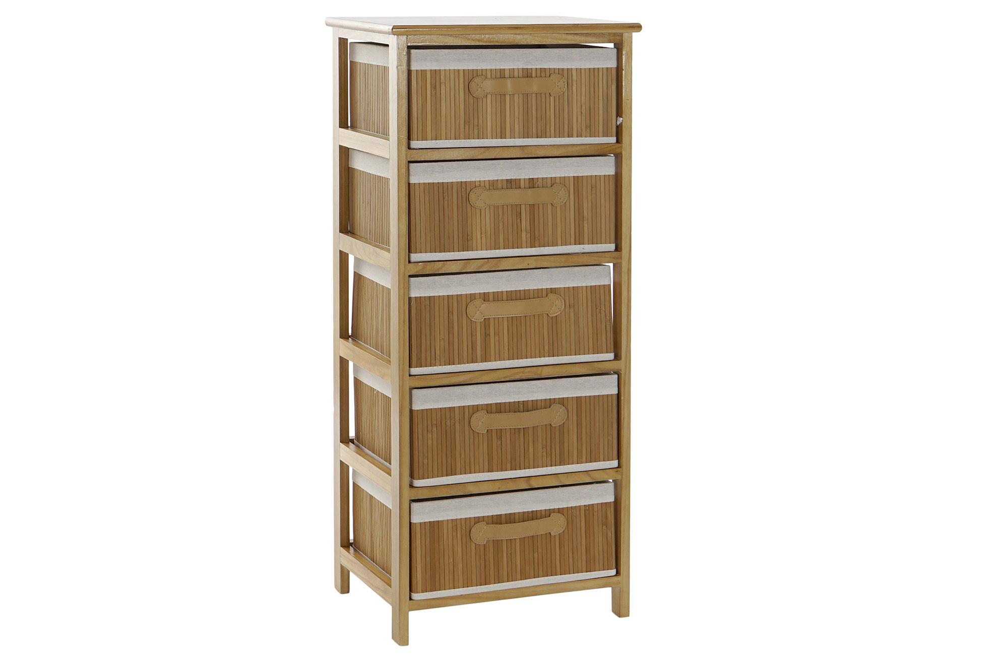 DKD Home Decor Cajonera Básicos de Bambú y Paulownia Natural 5 Cajones 32 x 98 x 42 cm