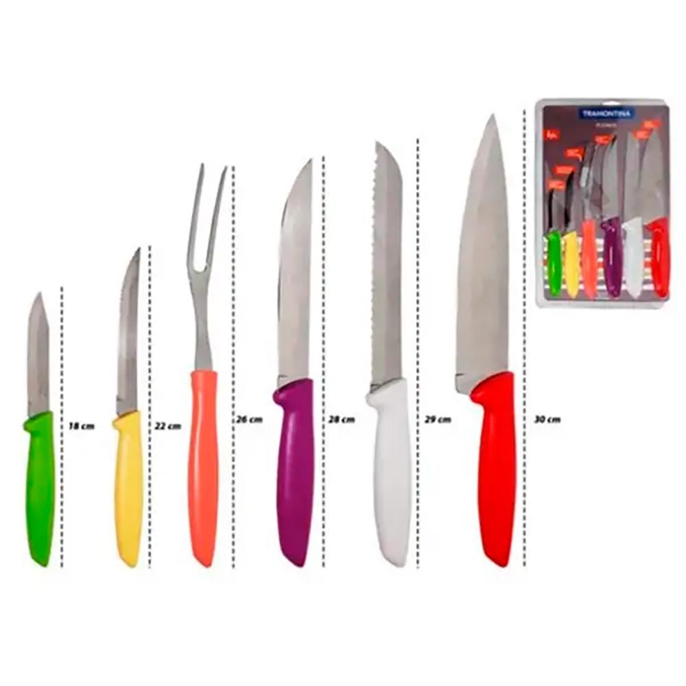 Tramontina Juego de cuchillos 6 piezas, acero inoxidable con mango de polipropileno