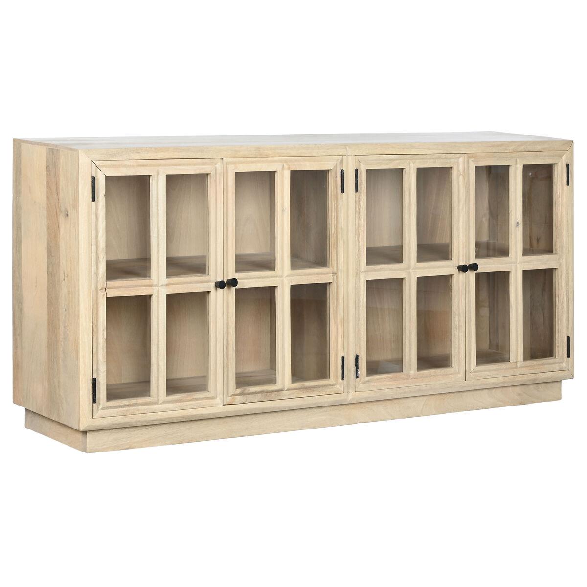 DKD Home Decor Buffet Scandi Madera Mango y Cristal Natural 4 Puertas 170 x 41 x 81 cm