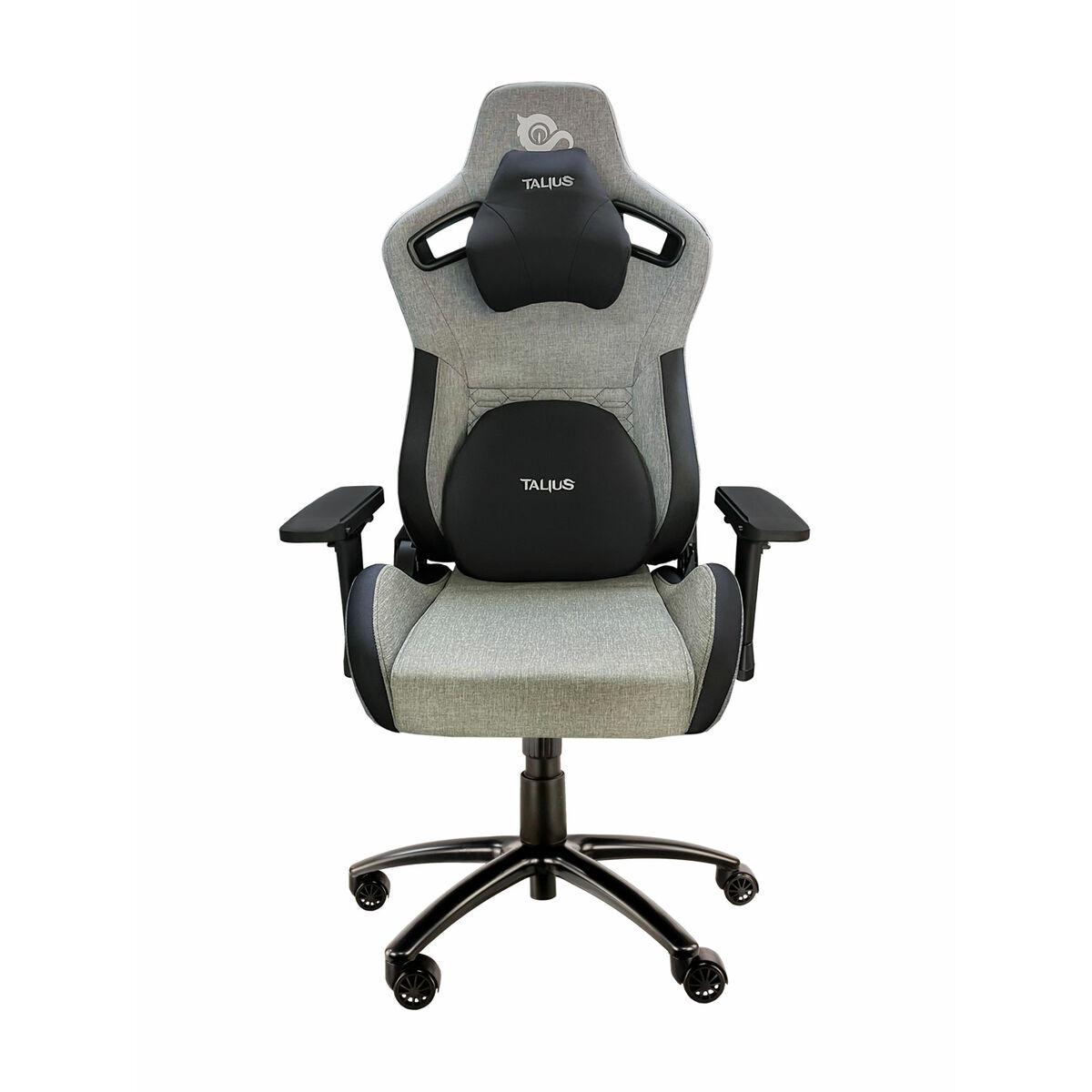 Talius silla Raptor gaming negra/gris tela transpirable, 4D, Frog, base metal, ruedas nylon