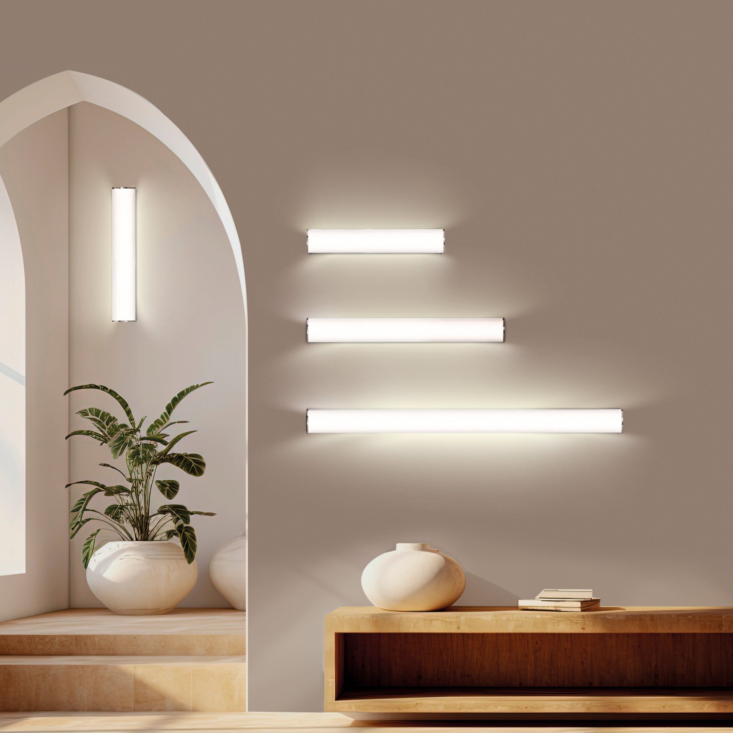 ACB Aldo Aplique 16/3432-83 Opal/Cromo, LED 32W 2330lm, CRI90 I IP44, LED integrado, Kelvin 3000K-4000K Slide Switch A3432270C