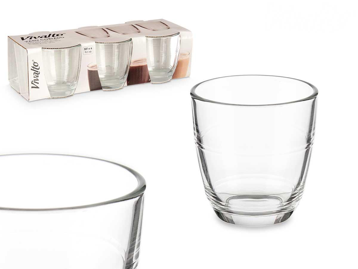 Vivalto Set de 6 Vasos Cortados de Vidrio, 90 ml (12 Unidades)