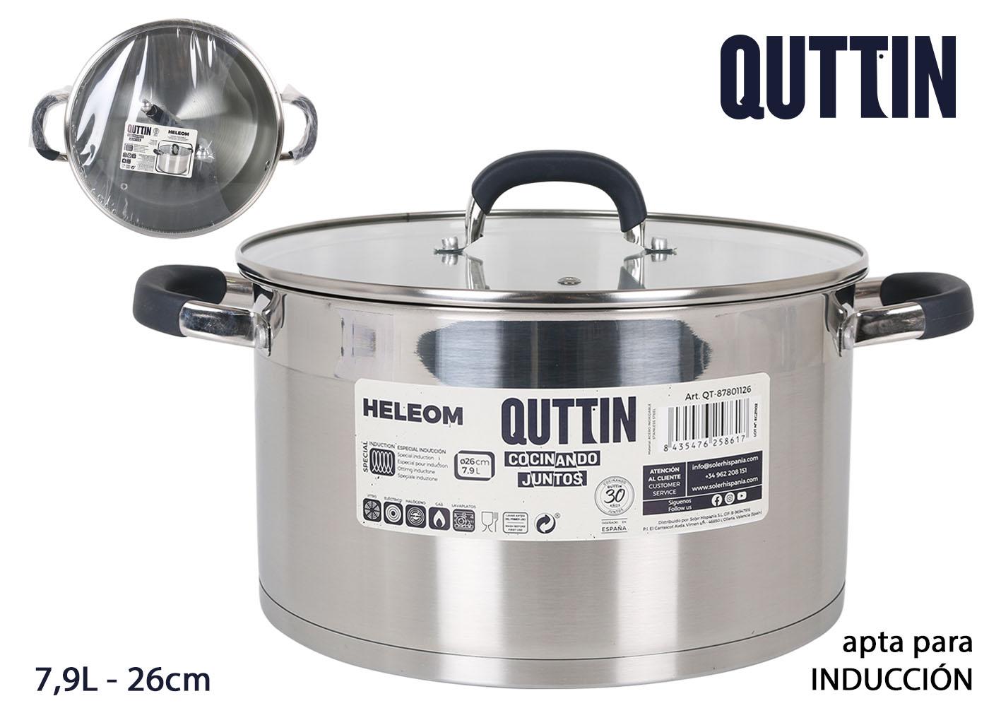 Quttin Olla de Acero Inoxidable 26 cm 7.9 Litros con Tapa (2 Unidades)