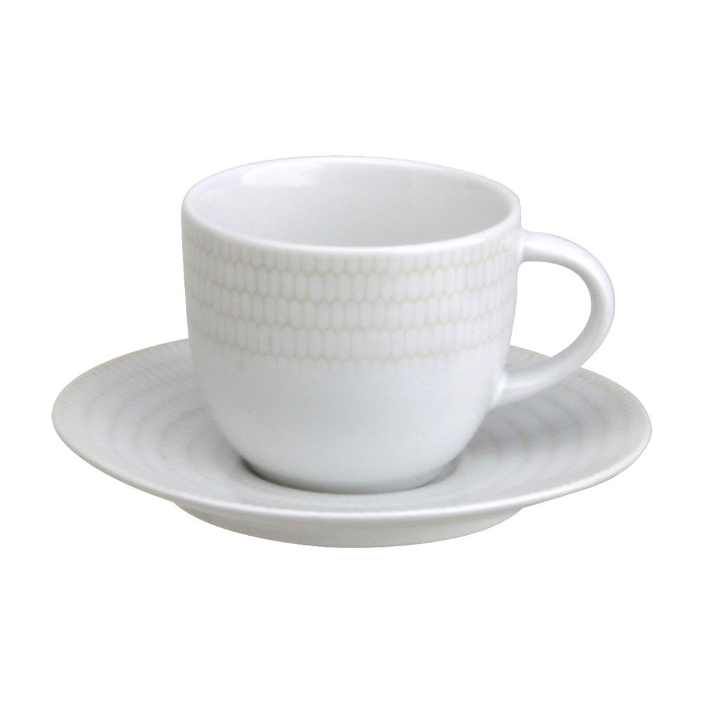 Avet Taza de Té con Plato de Stoneware, 280 ml, Colección Rice - Set de 6 Unidades