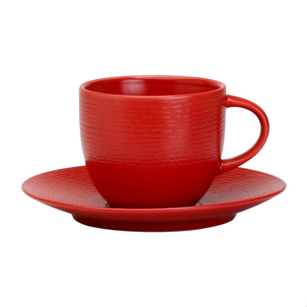 Avet Taza de Té y Plato Set de 6 Piezas, Colección Artist Red, 280 ml de Capacidad