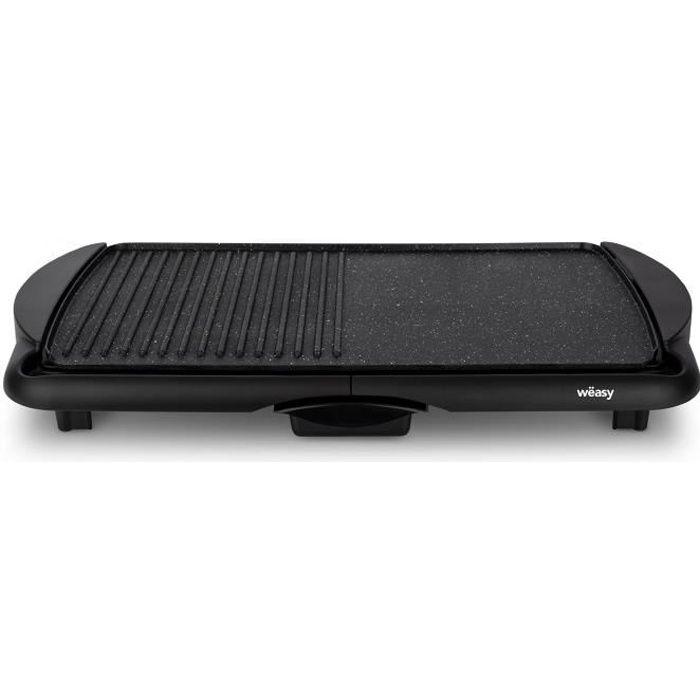 Weasy STO52 Plancha Eléctrica 2000W - Placa de efecto piedra 52x27cm - Temperatura ajustable - Antiadhesiva - Tanque removible