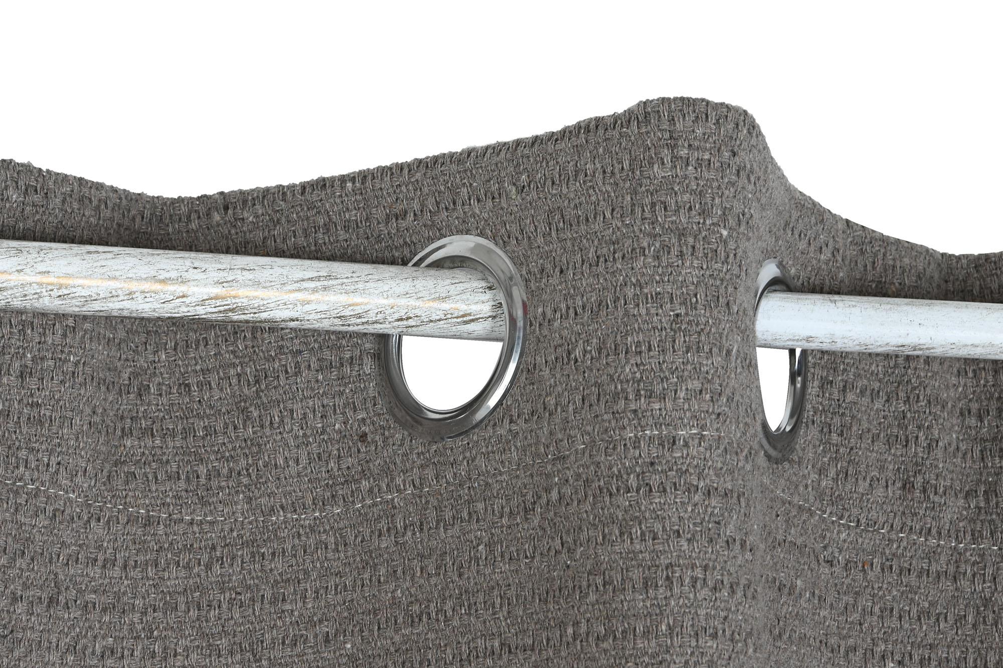 DKD Home Decor Cortina Cottage Colección Nature23 Natural Marrón 260 cm Alto x 140 cm Ancho Poliéster Algodón con Anillas (2 Unidades)