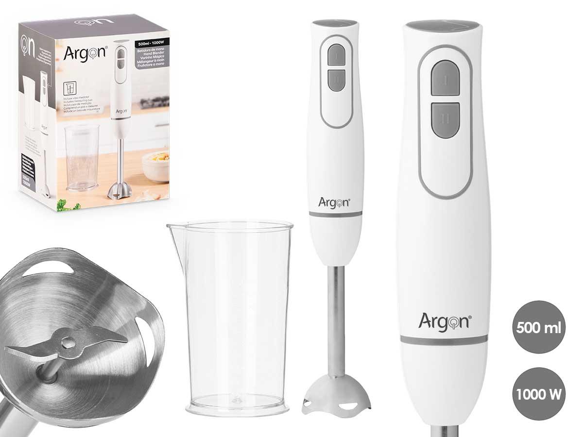 Argon Batidora Blanca y Gris 1000W con Vaso de 500 ml, 6.3x36x6.3 cm (6 Unidades)